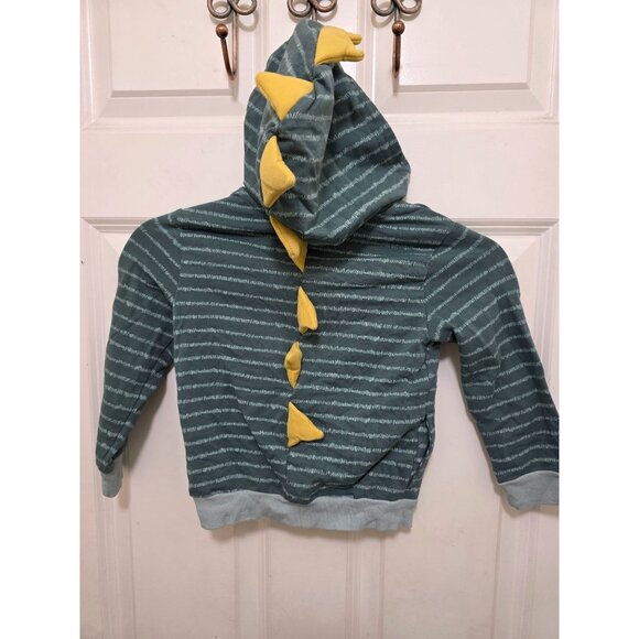 Tommy Bahama Kids Striped Dinosaur Spine Zip-Up Hoodie Size 3T Green & Yellow C - Picture 3 of 7